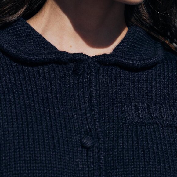 NWT ZARA KNIT CARDIGAN WITH ELBOW-LENGTH SLEEVES NAVY BLUE - Picture 5 of 6